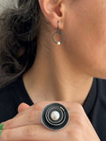 Oxidized Pearl Ring