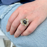 Marianne Willumsen | Ring with Mokume-gane shapes and beach pebble