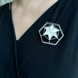 Kokeshi & Hemp - "Asa-no-ha" brooch