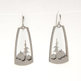 Layered Mountain and Conifer Tree Silhouette Earrings
