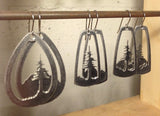 Layered Mountain and Conifer Tree Silhouette Earrings