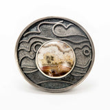 Stormy Sky Brooch and Bolo Tie crazy lace agate carnelian silver