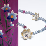Lilies on Dark Fuschia - Tranquility Neckpiece