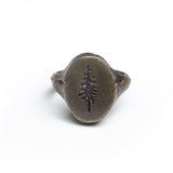 Rustic Tree Signet Ring in Shibuichi