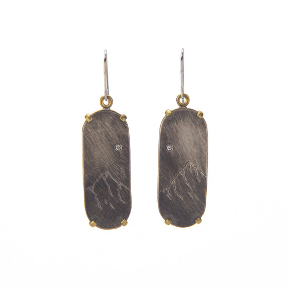 Engraved Mountain Earrings - Skinny