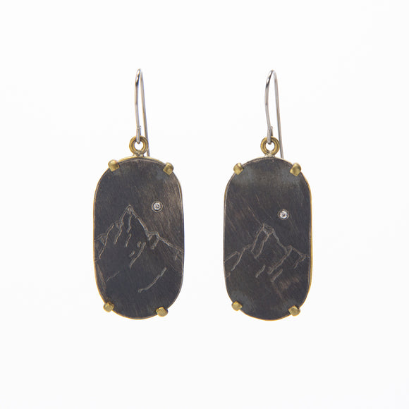 Engraved Mountain Earrings - Wide