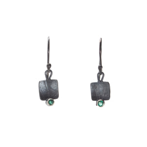 Oxidized Emerald Earrings