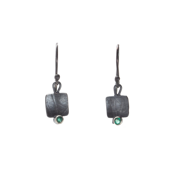 Oxidized Emerald Earrings