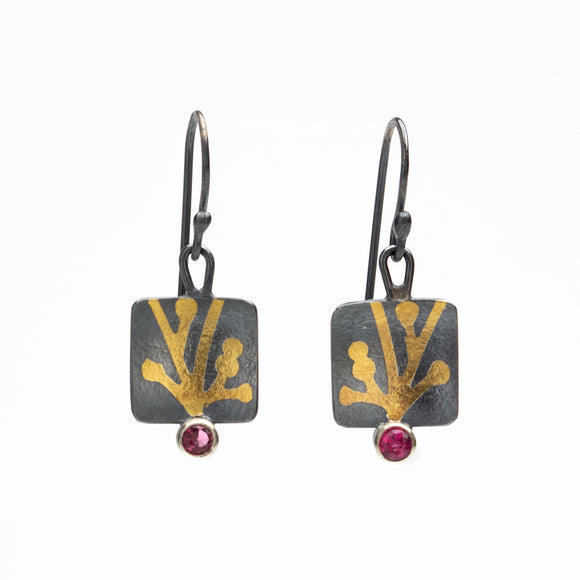 Square Dangles with Pink Tourmaline