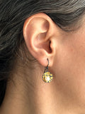 Oxidized Silver drop earrings with gold