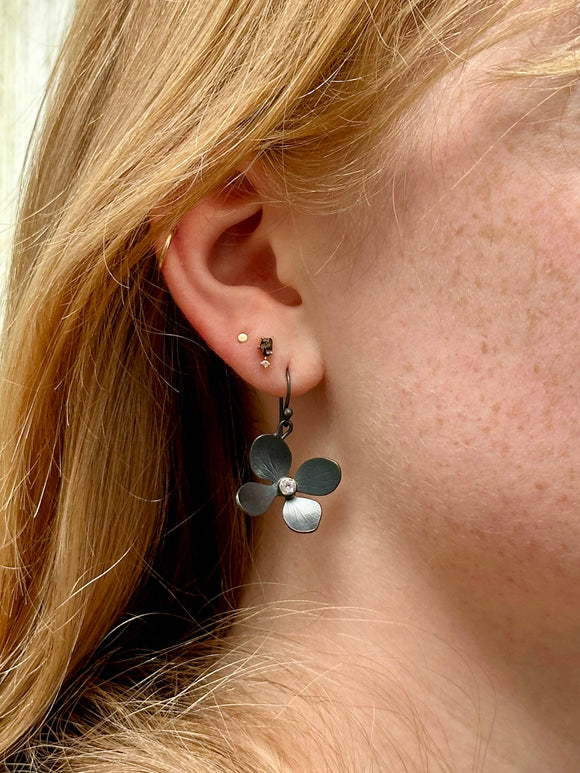 Flower Petal Drop Earrings with Topaz
