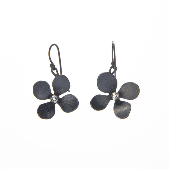 Flower Petal Drop Earrings with Topaz