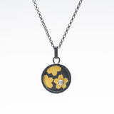 Gold Flower Pendant with Hammered Edge