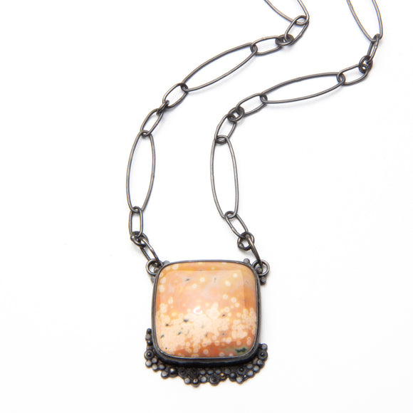 Pink Poppy Jasper with Handmade Chain