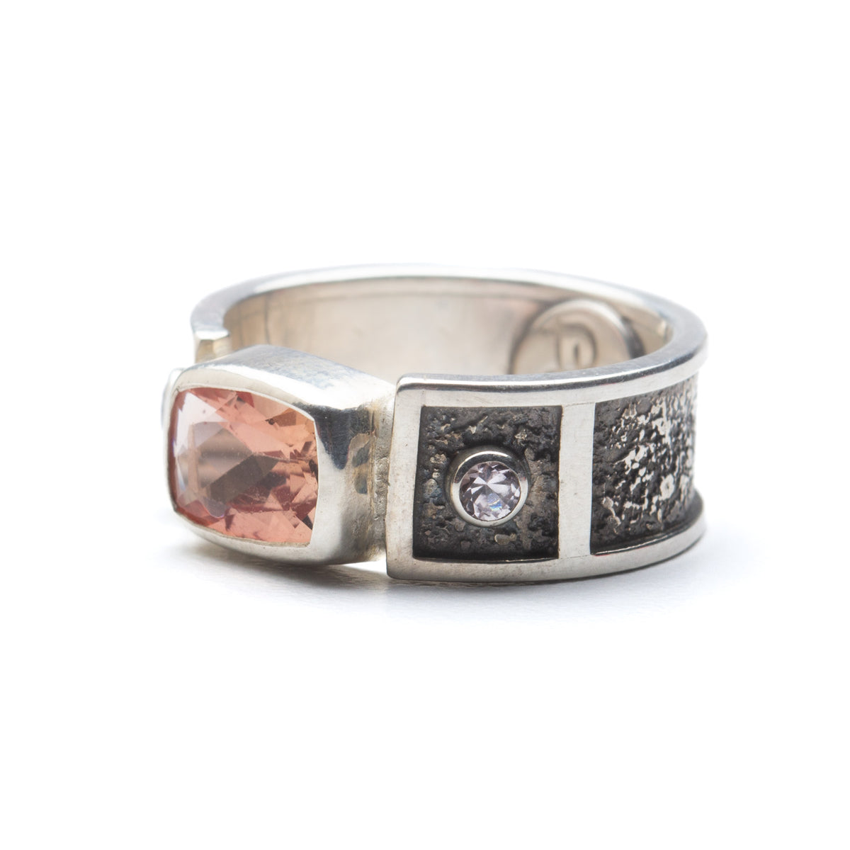 Andasine and Sapphire Texured Silver Ring – Danaca Design Gallery