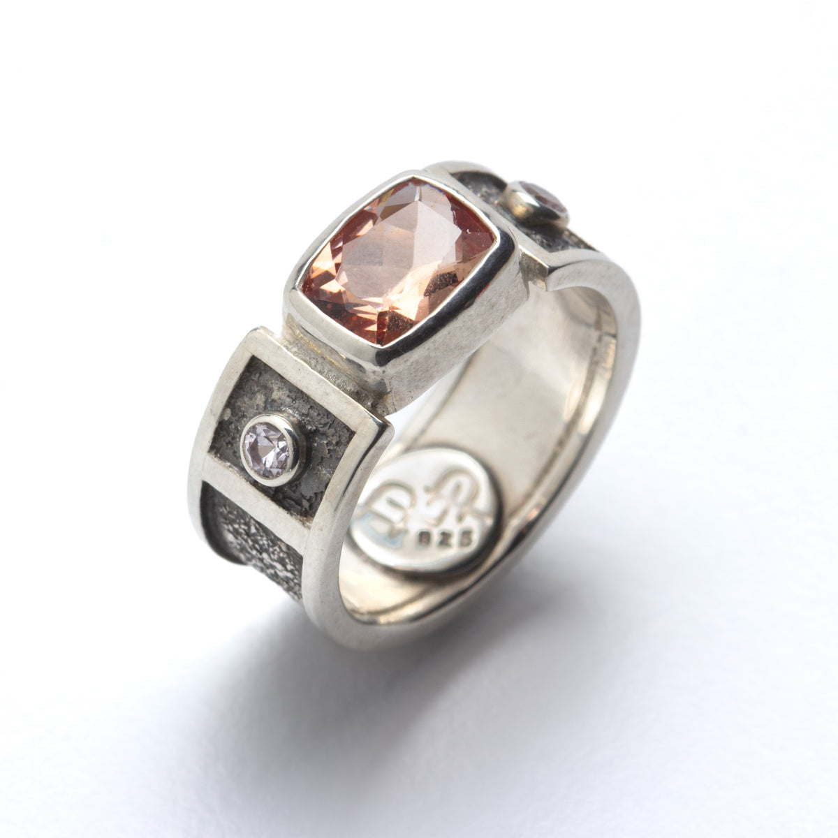 Andasine and Sapphire Texured Silver Ring – Danaca Design Gallery