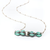 Green Patina Brass and Silver Necklace