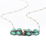 Green Patina Brass and Silver Necklace