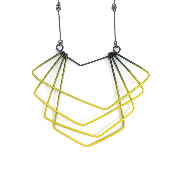 Asymmetrical Deco Necklace in Sunny Yellow