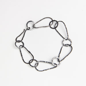 Oxidized hand made silver chain  bracelet