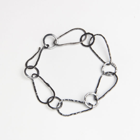 Oxidized hand made silver chain  bracelet
