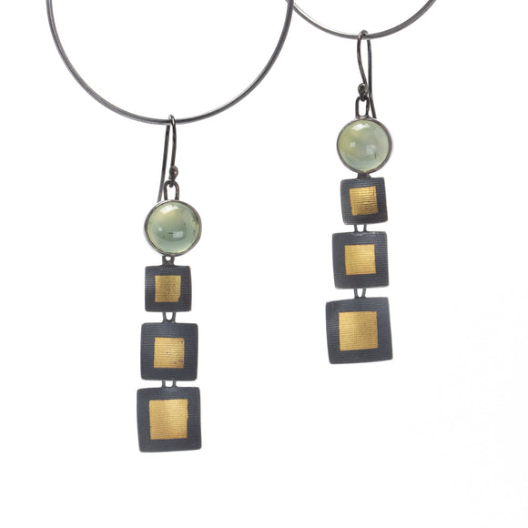 Three Golden Square Dangles with Prehnites