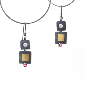 Golden Square Dangle Earrings
