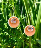 Medium Double Nest Earrings in Salmon with Speckle Accents