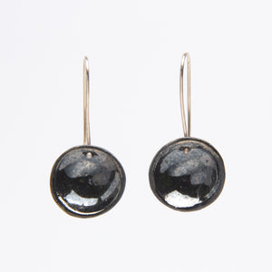 Shiny black  Porcelain Disc Earrings