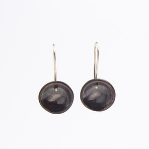 Small Shiny black Porcelain Disc Earrings
