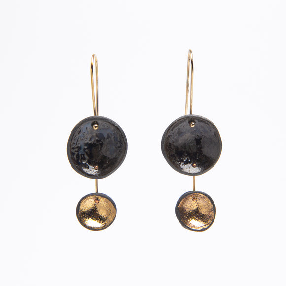 Shiny Black Porcelain Earrings