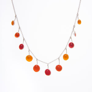 Porcelain Red and Orange Dot Necklace