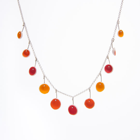 Porcelain Red and Orange Dot Necklace
