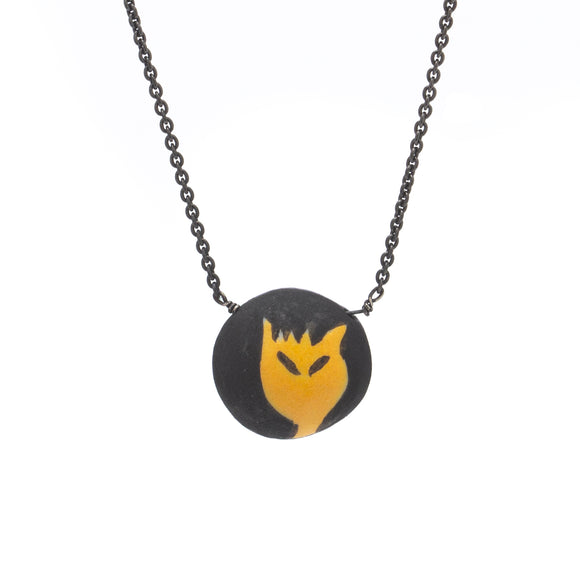 Small Black Cat Pendant- Inspired by Yukata