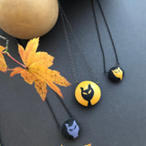Large Black Cat Pendant - Inspired by Yukata