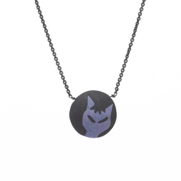 Medium Black Cat Pendant - Inspired by Yukata