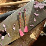 Pink Plexiglass Earrings with Sterling Silver and Beads