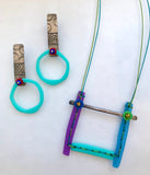 Turquoise Plexiglass Earrings with Sterling Silver and Beads