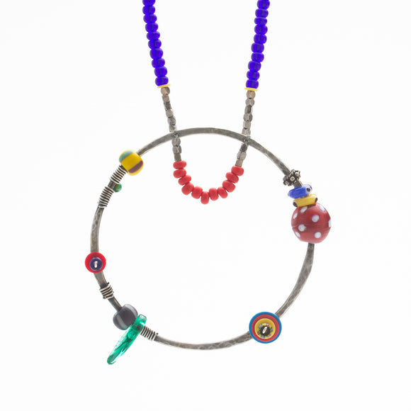Sterling Donut Necklace with Collection of Beads
