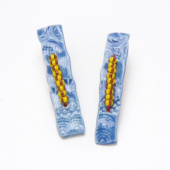 Ceramic Blue Post Earrings