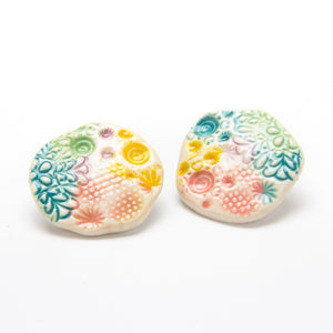 Ceramic Multi Colored Post Earring