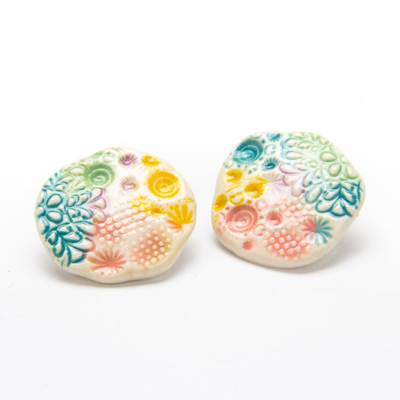 Ceramic Multi Colored Post Earring