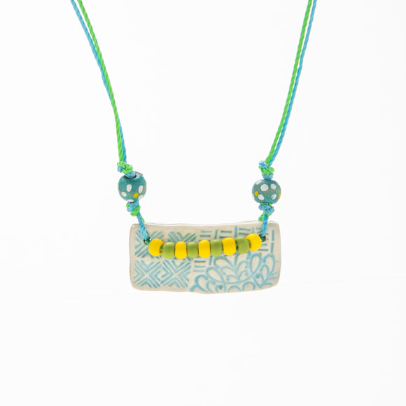 Ceramic Necklace in blue and green