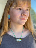 Ceramic Necklace in blue and green