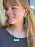 Ceramic Necklace in blue and green