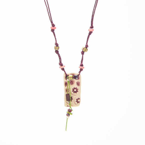 Ceramic Necklace in Wine