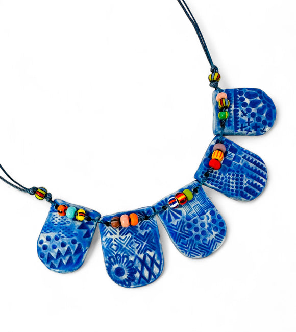 Ceramic Blue Pennant Necklace