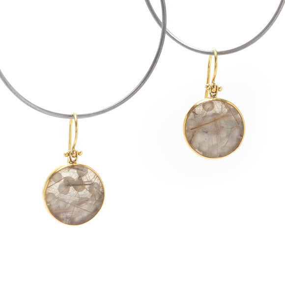 Hand Carved Rutilated Quartz Earrings