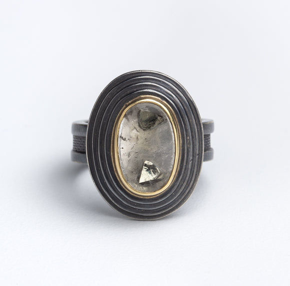 Quartz with Polyhedral Pyrite Ring