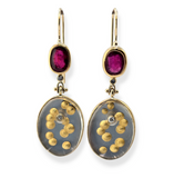 Pink Tourmaline and Gold Bubble Drop Earrings